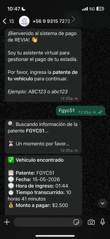 REVIA WhatsApp payment
