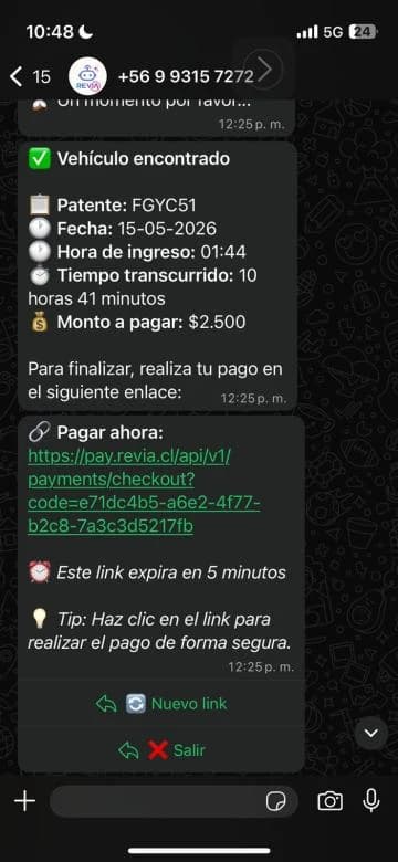REVIA WhatsApp payment